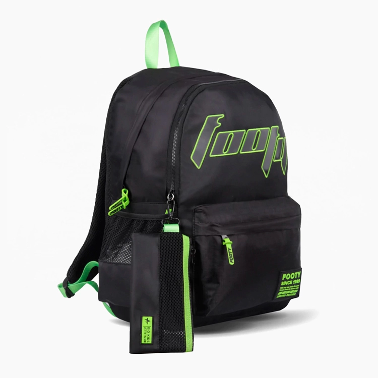 Mochila Escolar Footy 2026 18" Big Kids Street Negro con Verde Art.F26253